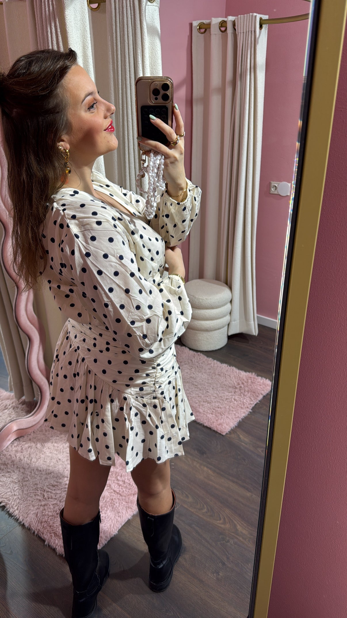 Polkadot dress- navy blue