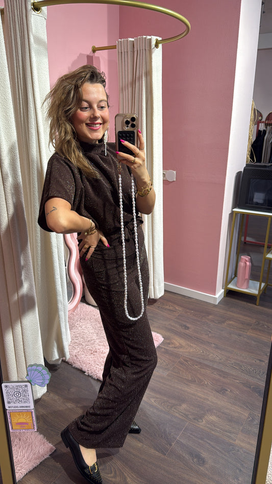 SISTERS PIONT- brown glitter pants