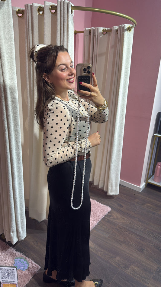 Studio Anna Mae- polkadot mesh top