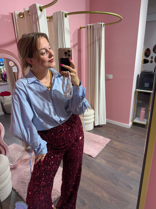 Studio Anna Mae- glitterbroek bordeaux