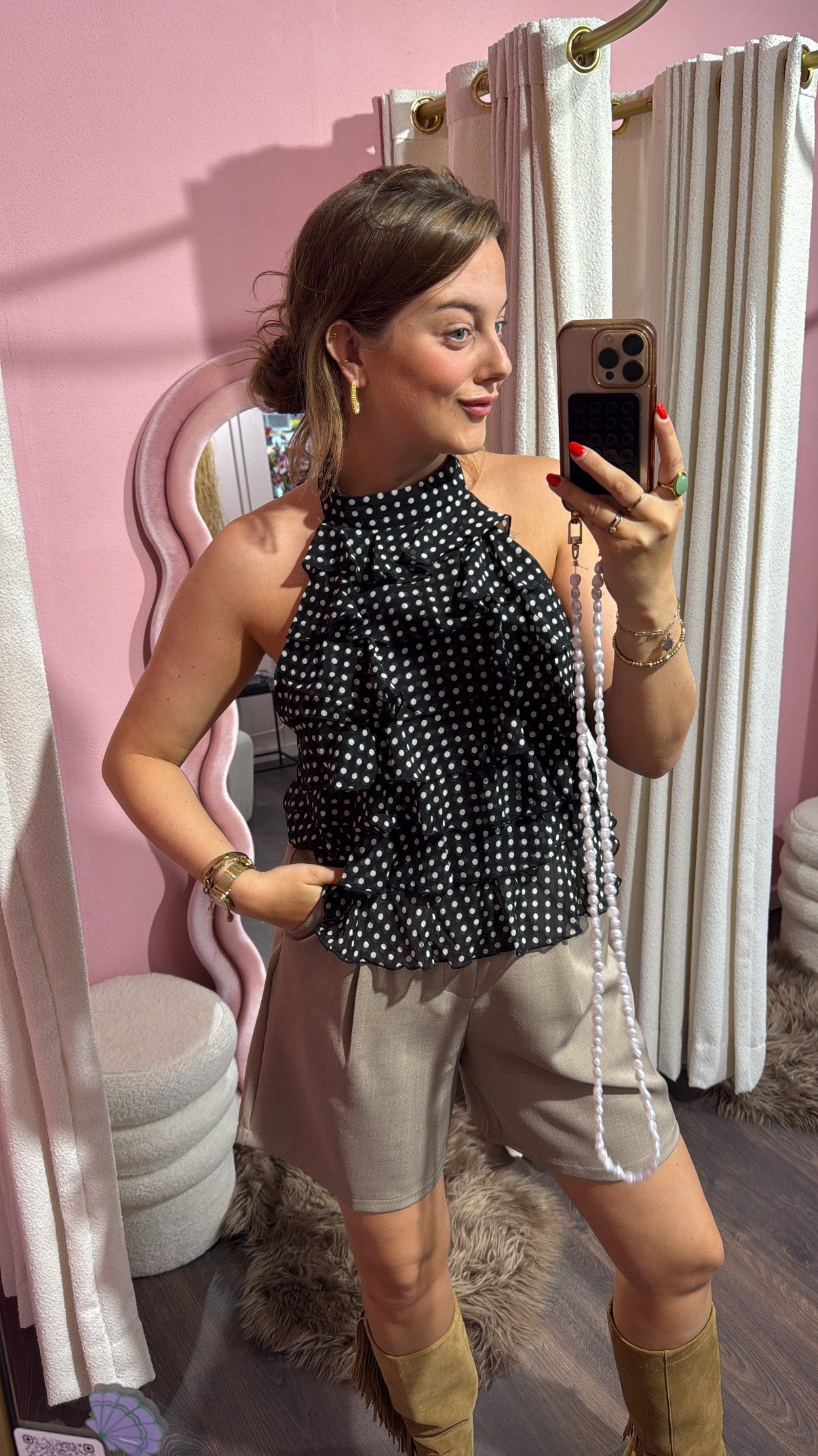 Noa top polkadot - black