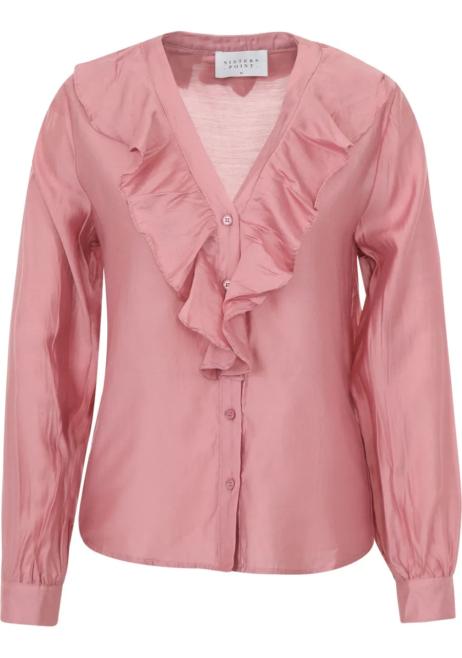 Sisters point- blouse ruffle dusty blush