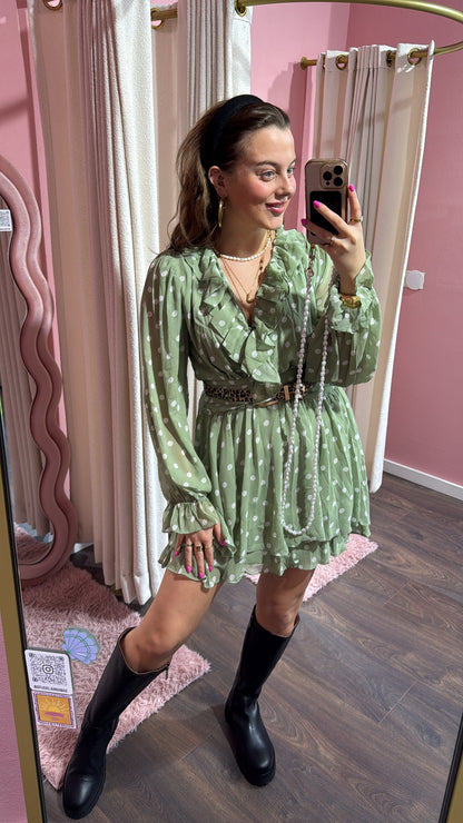 Polkadot dress green- Studio Anna Mae