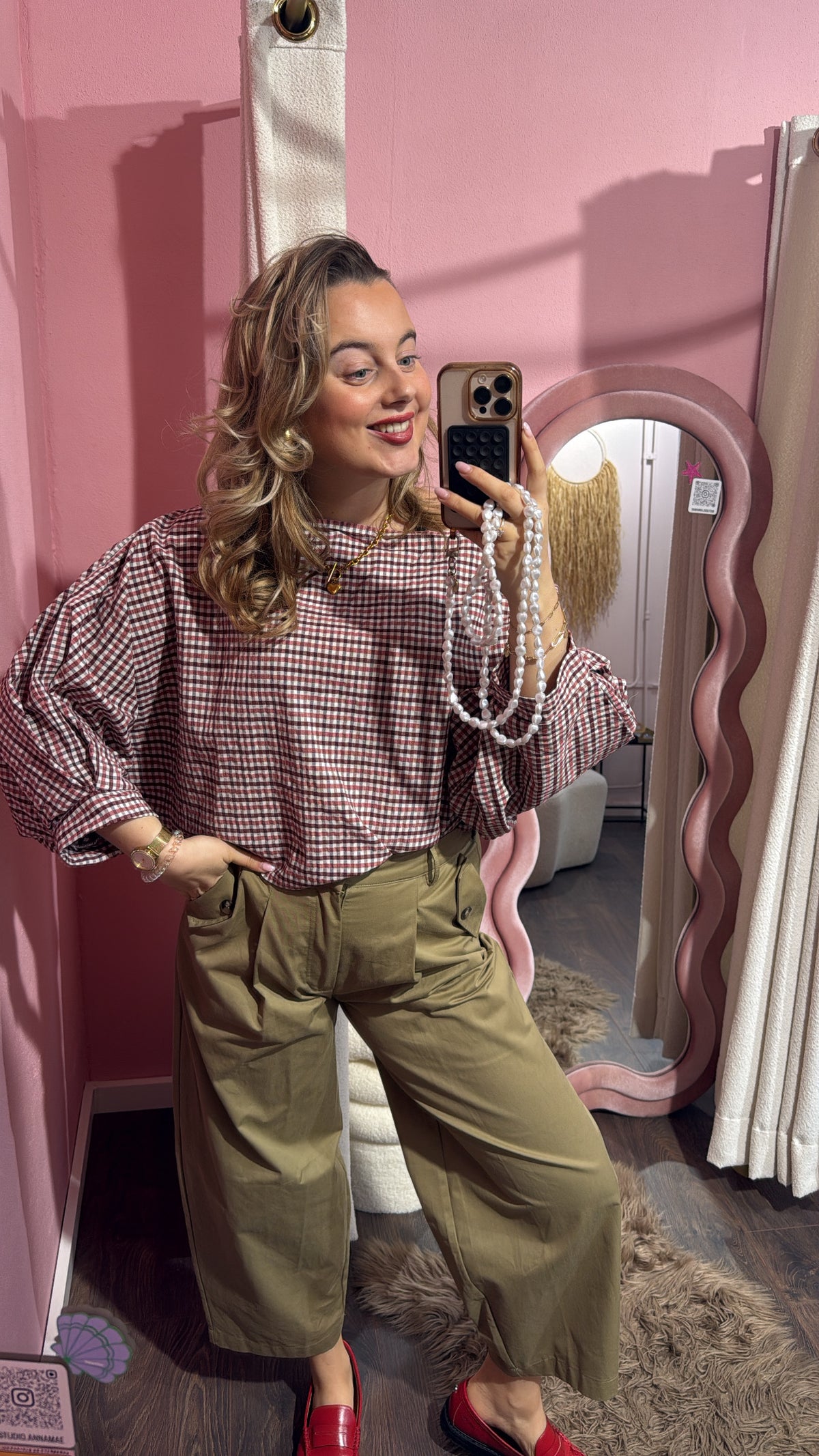 Blouse Noa ruit rood