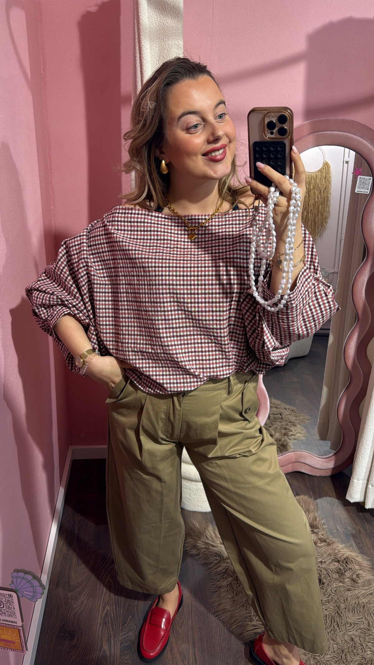 Blouse Noa ruit rood