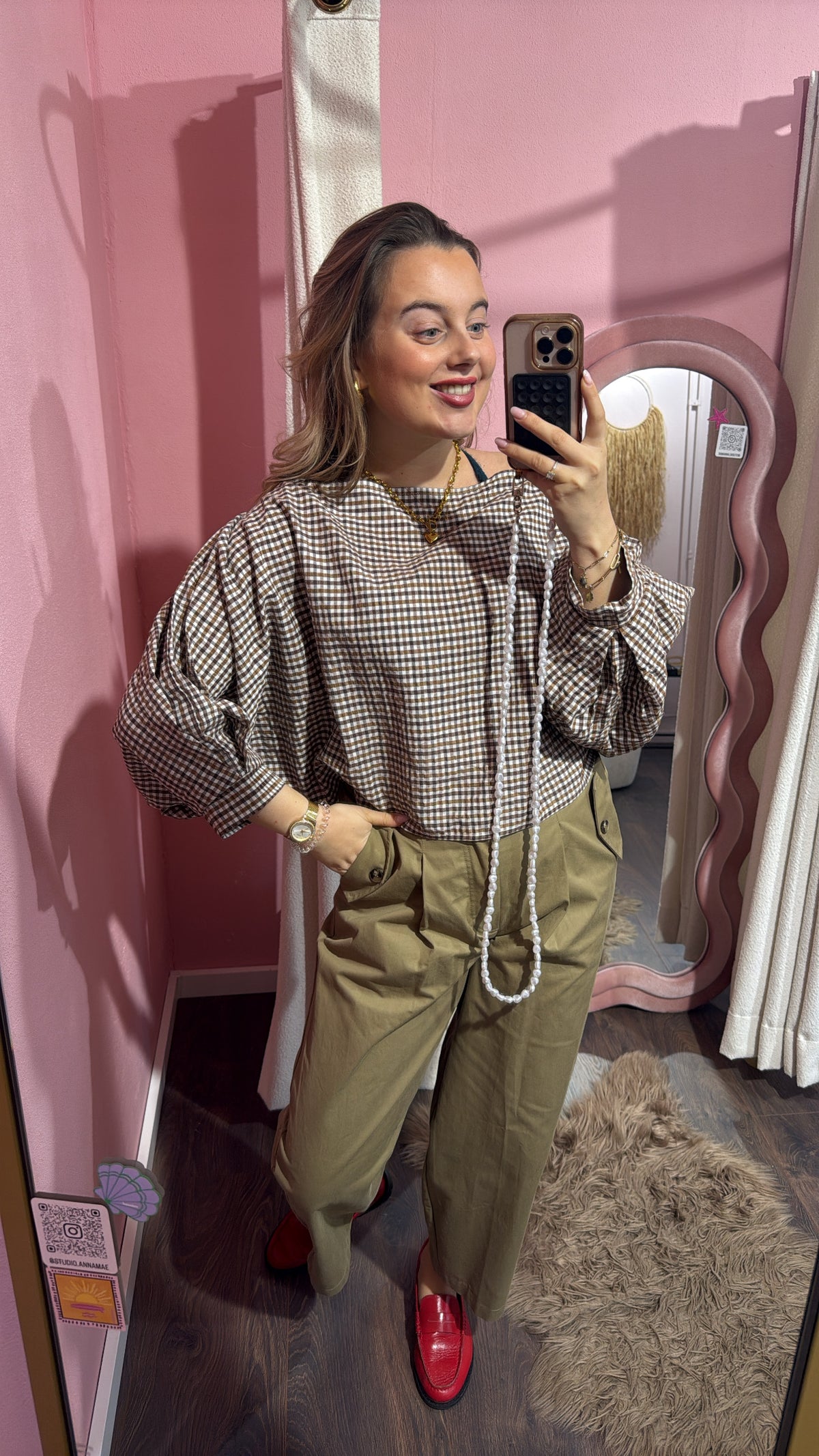 Blouse Noa ruit bruin