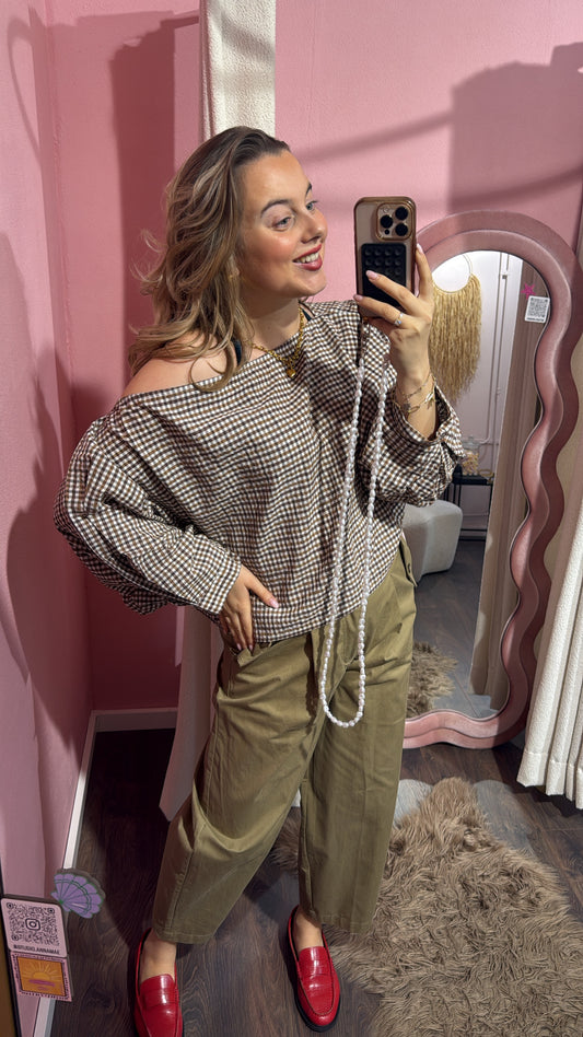 Blouse Noa ruit bruin