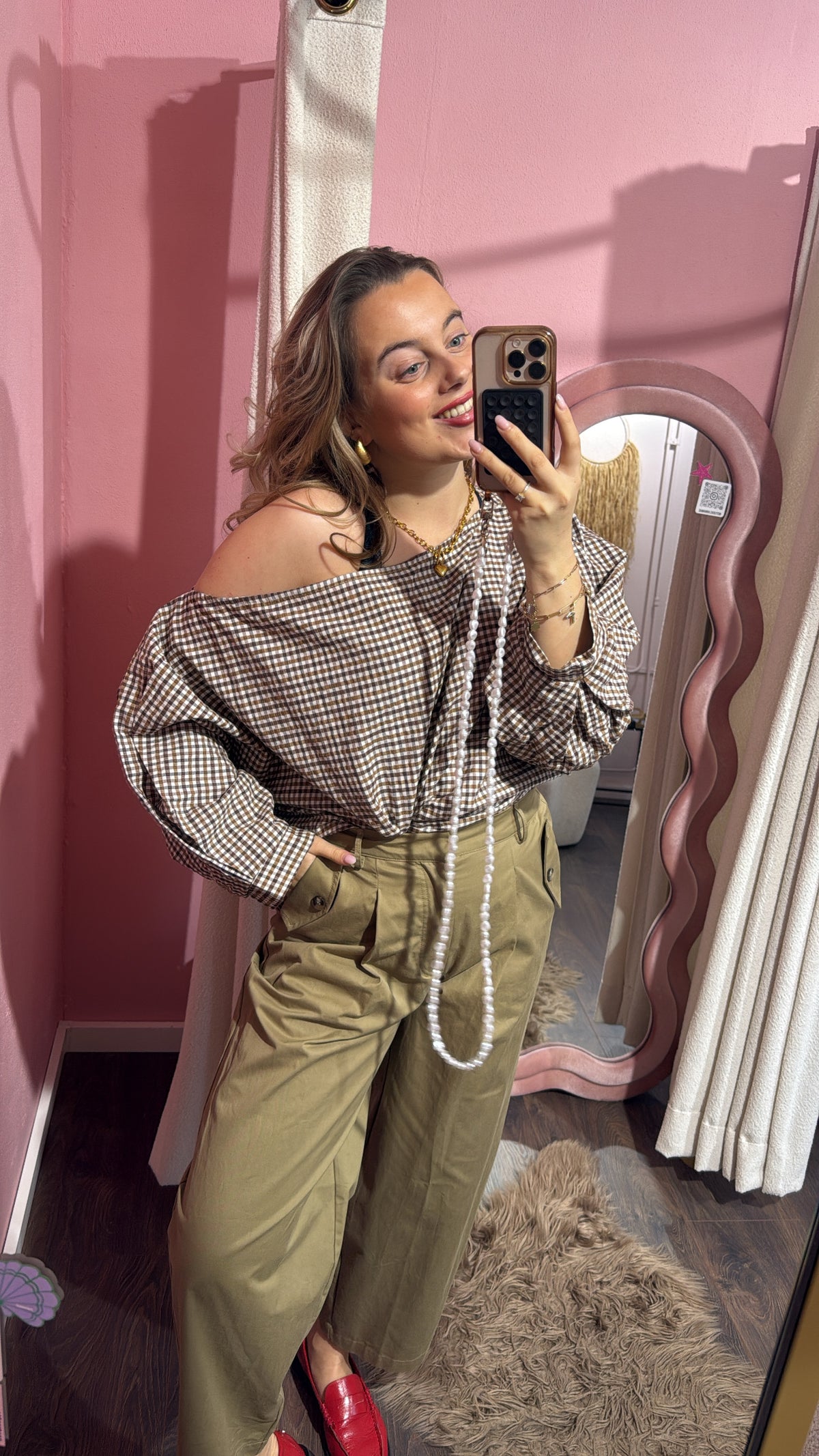 Blouse Noa ruit bruin