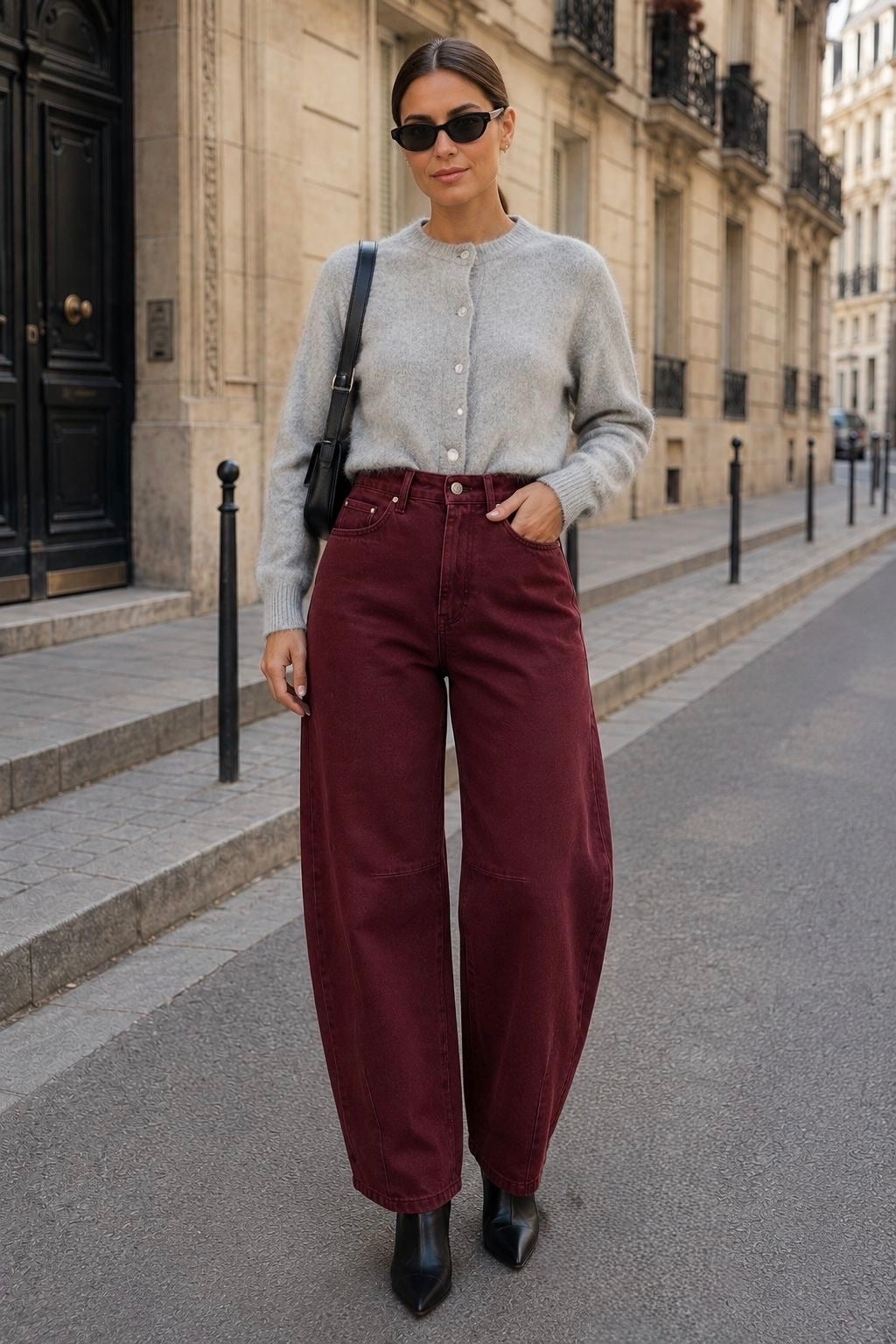Bordeaux Barrel Jeans
