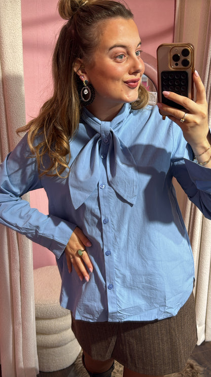 Liva strik blouse blauw