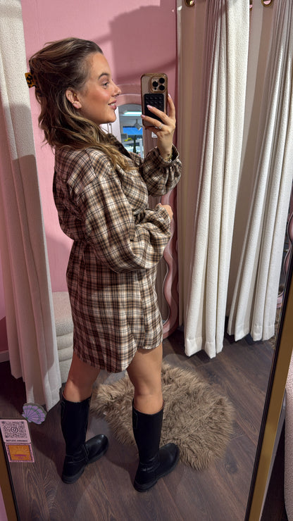 Jurk ruit bruin