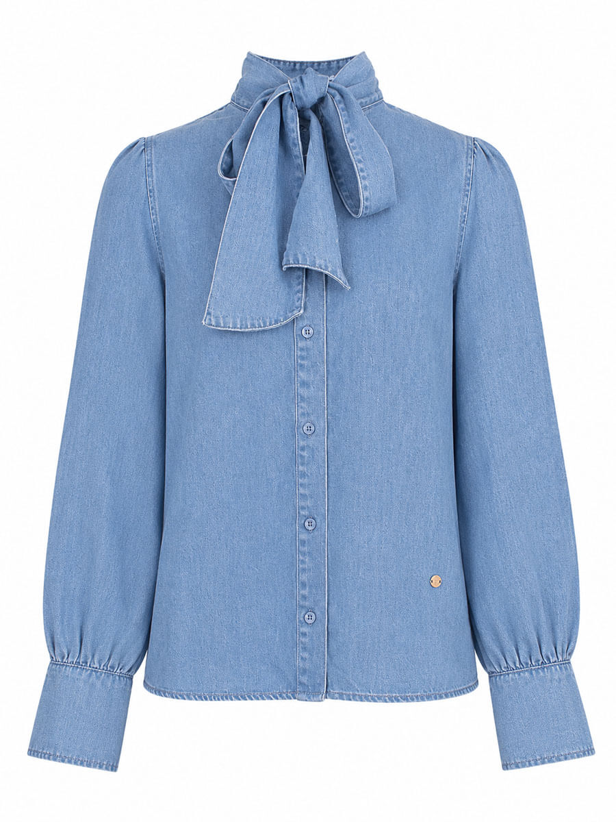 Spijker blouse met strik