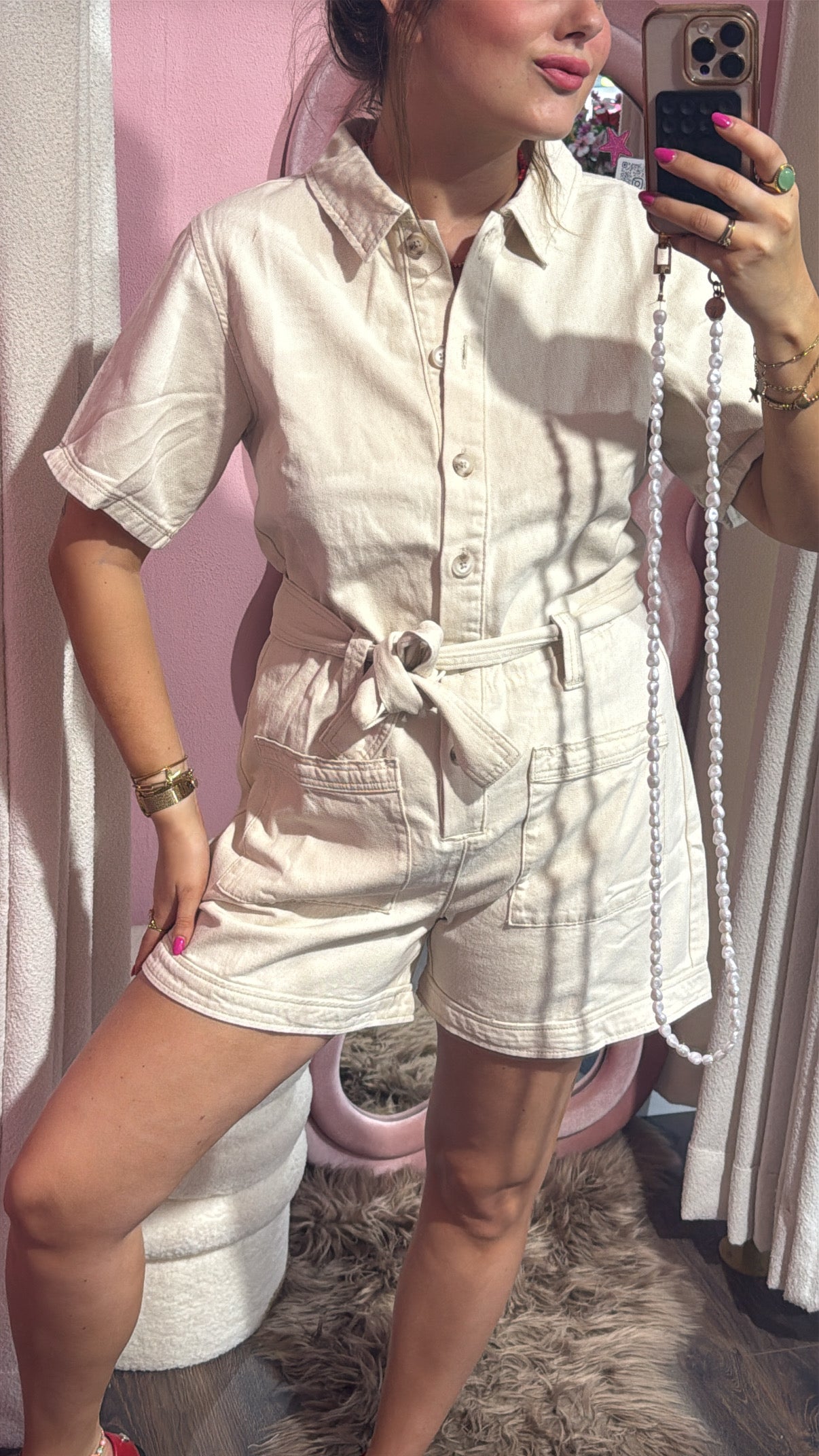 Playsuit beige denim
