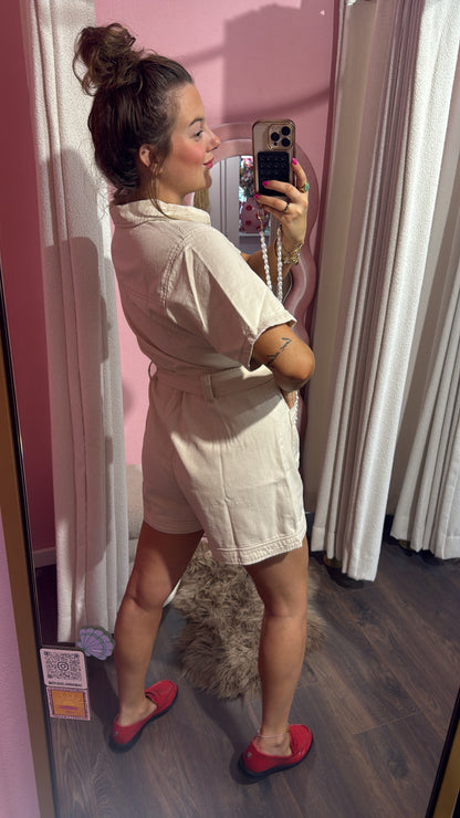 Playsuit beige denim