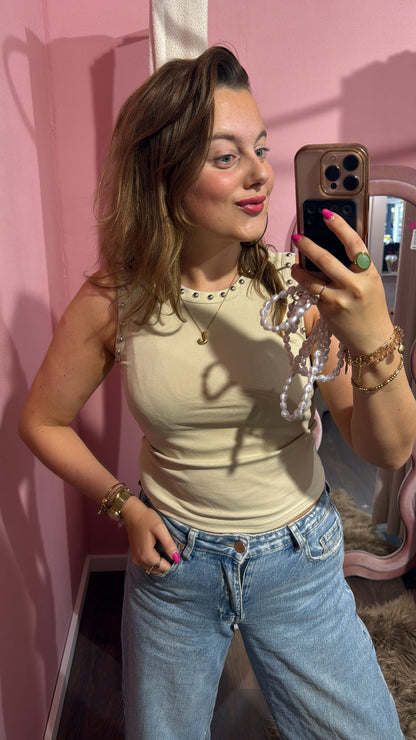 Halter top stud- beige