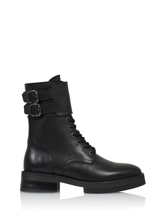 RUBY leer - Bikerboots | Black DWRS